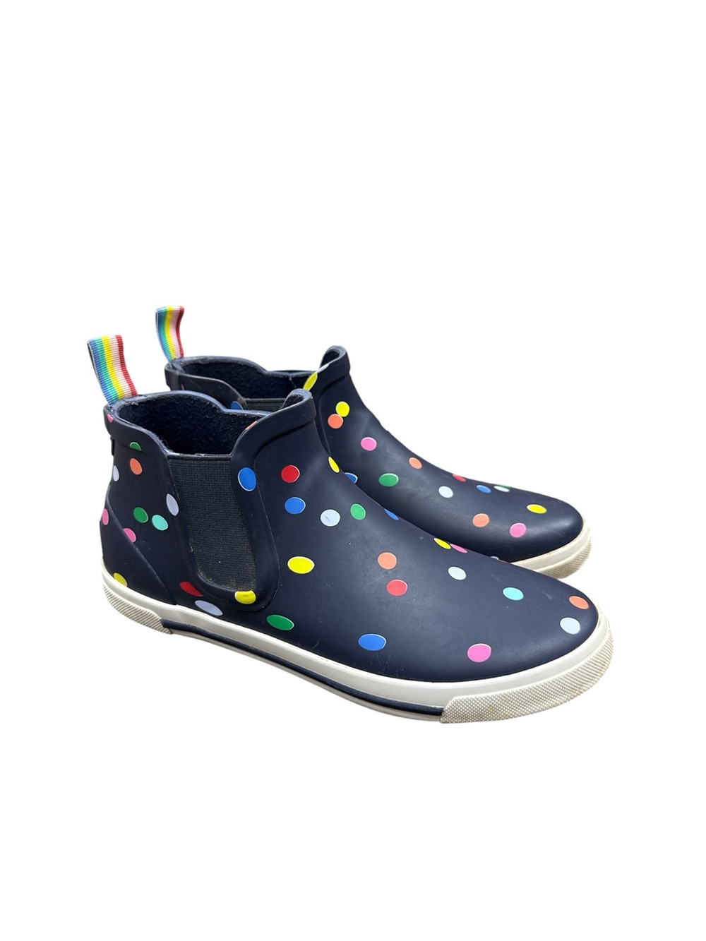 Joules Kids Navy Polka Dot Rain Chelsea Boots Size 4